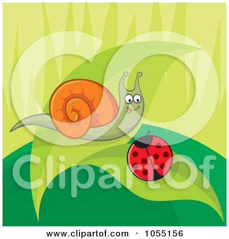 Royalty-Free Vector Clip Art Illustration of a Ladybug And Snail Talking On A Leaf by Any Vector