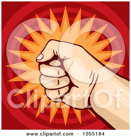 Royalty-Free Vector Clip Art Illustration of a Fist On Red And Orange - 2 by Any Vector