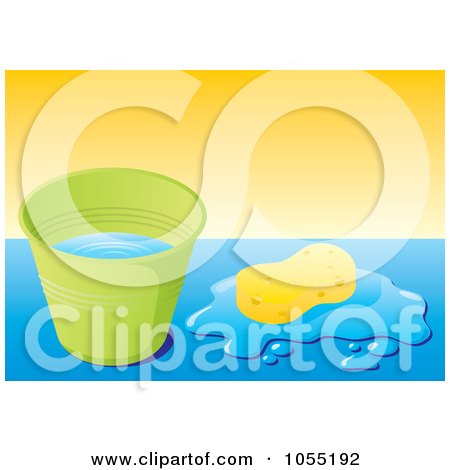 Royalty-Free Vector Clip Art Illustration of a Sponge And Puddle By A Bucket by Any Vector