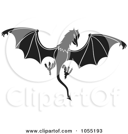 Royalty-Free Vector Clip Art Illustration of a Black And White Dragon Like Daemon by Any Vector