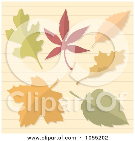 Royalty-Free Vector Clip Art Illustration of Autumn Leaves On Ruled Paper by Any Vector