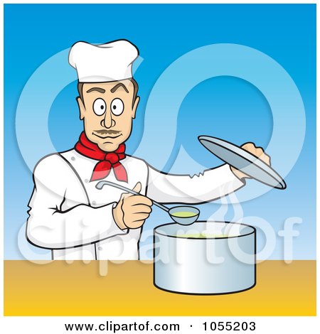 Royalty-Free Vector Clip Art Illustration of a Chef Taste Testing His Soup by Any Vector