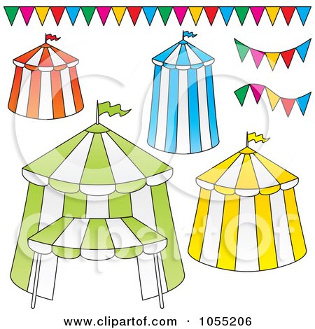 Royalty-Free Vector Clip Art Illustration of a Digital Collage Of Big Top Circus Tents And Banners by Any Vector