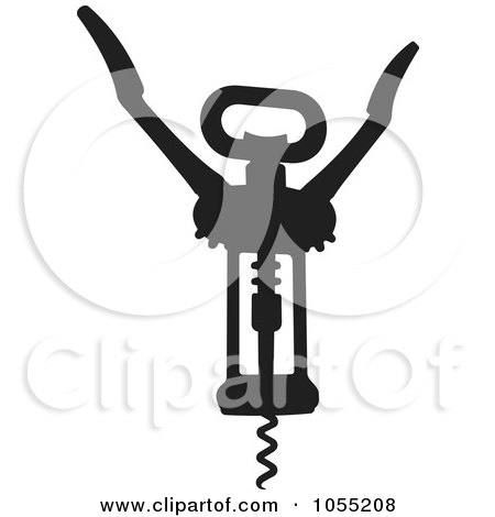 Royalty-Free Vector Clip Art Illustration of a Silhouetted Corkscrew by Any Vector
