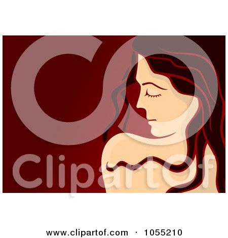 Royalty-Free Vector Clip Art Illustration of a Long Haired Woman's Face On Red - 3 by Any Vector