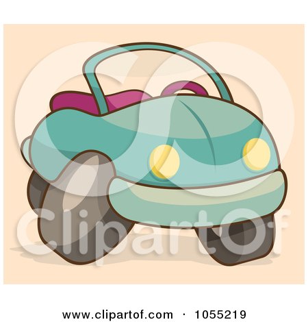 Royalty-Free Vector Clip Art Illustration of a Blue Convertible Car by Any Vector