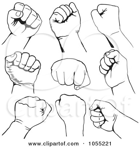 Royalty-Free Vector Clip Art Illustration of a Digital Collage Of Black And White Fists by Any Vector