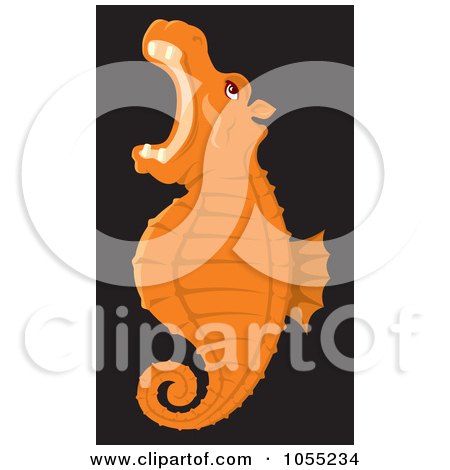Royalty-Free Vector Clip Art Illustration of an Orange Seahorse by Any Vector