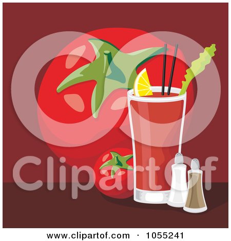 Royalty-Free Vector Clip Art Illustration of a Bloody Mary Cocktail On A Table by Any Vector
