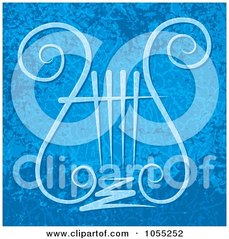 Royalty-Free Vector Clip Art Illustration of a Lyre On A Grungy Blue Background by Any Vector