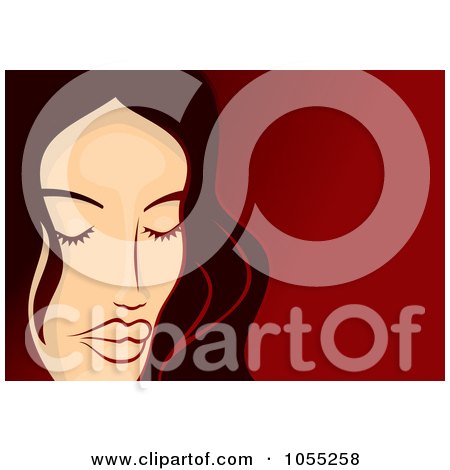 Royalty-Free Vector Clip Art Illustration of a Long Haired Woman's Face On Red - 2 by Any Vector