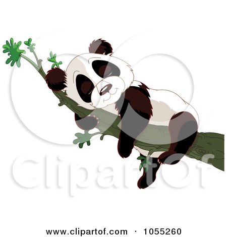 Royalty-Free Vector Clip Art Illustration of a Cute Baby Panda Sleeping In A Tree by Pushkin