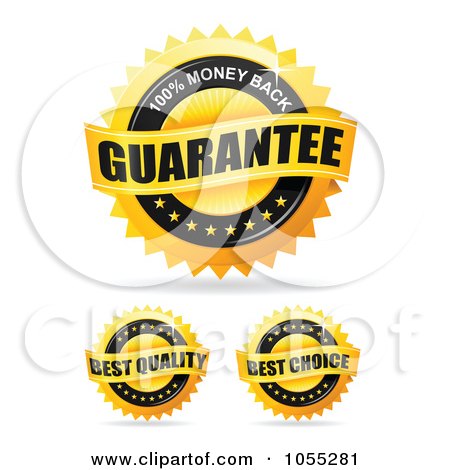 Royalty-Free Vector Clip Art Illustration of a Digital Collage Of Shiny Golden Guarantee Seals by TA Images