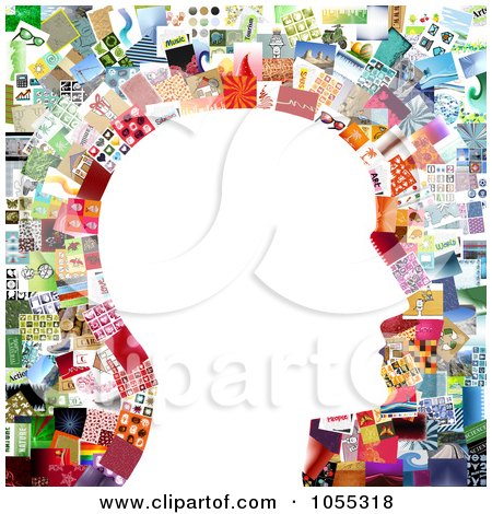 Royalty-Free Clip Art Illustration of a White Profiled Face Against A Collage Of Pictures - 1 by NL shop