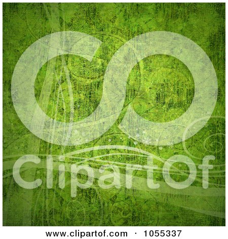 Royalty-Free Clip Art Illustration of a Grungy Green Textured Background With Curling Tendrils by NL shop