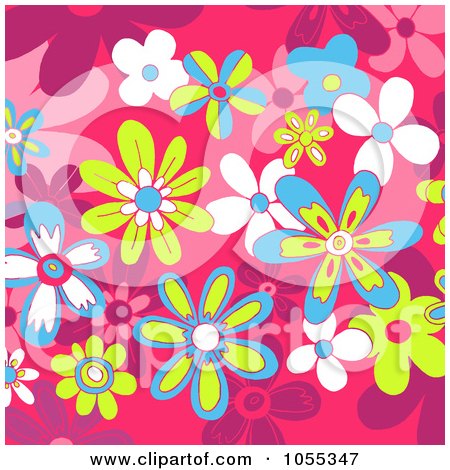 Royalty-Free Clip Art Illustration of a Background Of Flowers On Pink by NL shop