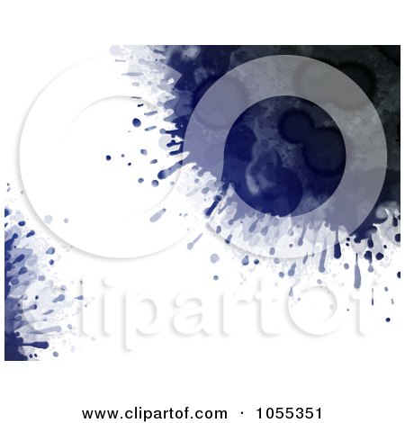 Royalty-Free Clip Art Illustration of a Background Of Dark Blue Paint Splatters On White by NL shop