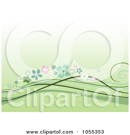 Royalty-Free Clip Art Illustration of a Green Background Of Floral Waves by NL shop