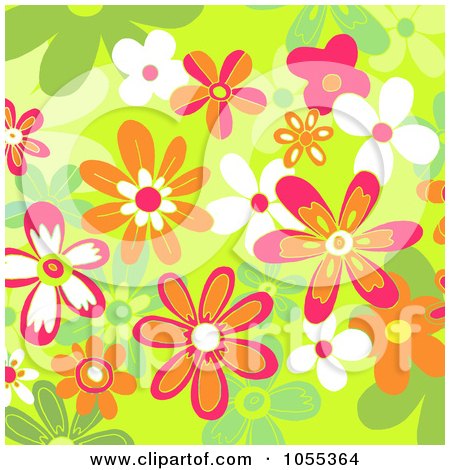 Royalty-Free Clip Art Illustration of a Background Of Flowers On Green by NL shop
