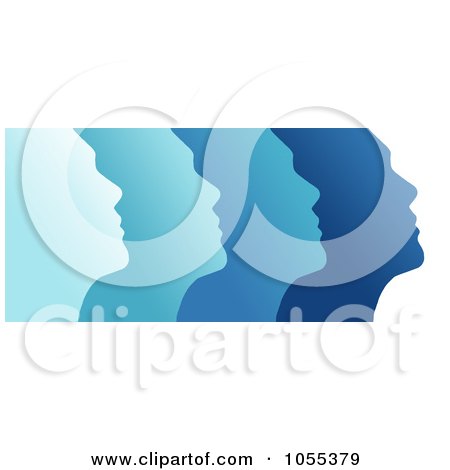 Royalty-Free Clip Art Illustration of Profiled Blue Faces, On White by NL shop