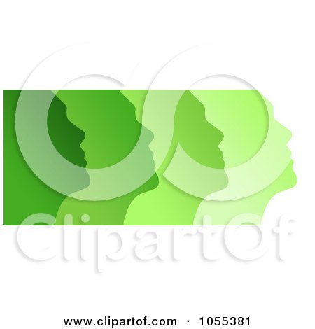 Royalty-Free Clip Art Illustration of Profiled Green Faces, On White by NL shop