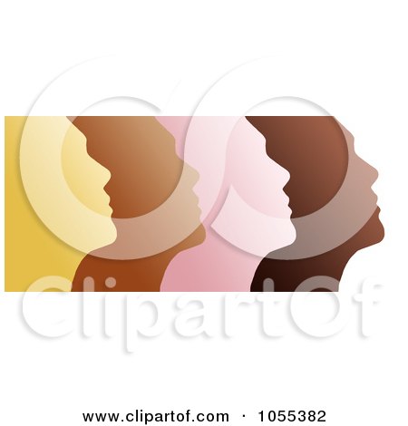 Royalty-Free Clip Art Illustration of Profiled Brown And Pink Faces, On White by NL shop