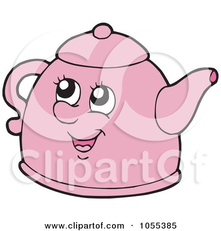Royalty-Free Vector Clip Art Illustration of a Pink Tea Kettle Character by visekart