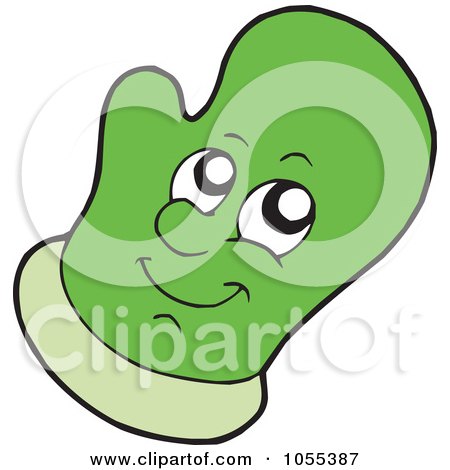Royalty-Free Vector Clip Art Illustration of a Green Oven Mitt Character by visekart