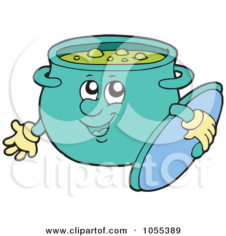 Royalty-Free Vector Clip Art Illustration of Split Pea Soup In A Happy Dutch Oven Pot by visekart