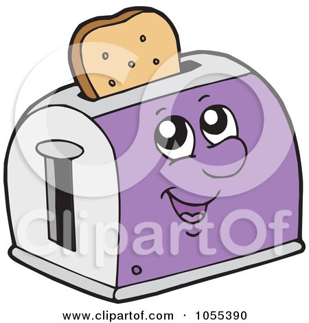 Royalty-Free Vector Clip Art Illustration of a Purple Toaster Character With Toast by visekart
