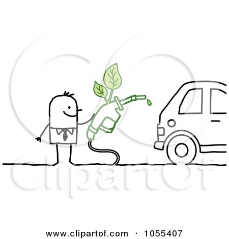 Royalty-Free Vector Clip Art Illustration of a Stick Man Fueling His Eco Friendly Car by NL shop