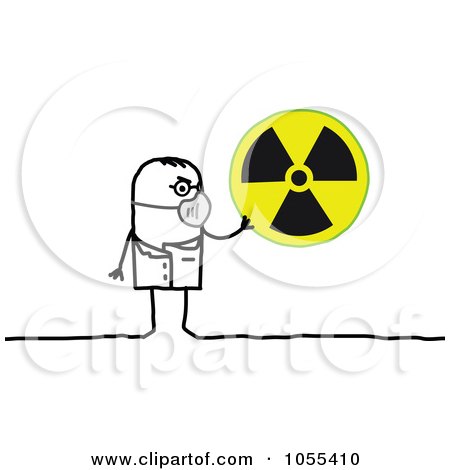 Royalty-Free Vector Clip Art Illustration of a Stick Man Holding A Radiation Symbol by NL shop