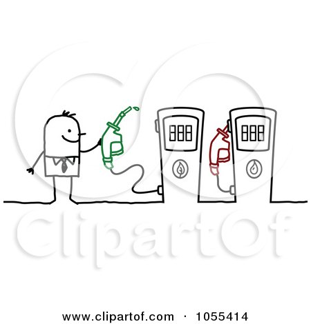 Royalty-Free Vector Clip Art Illustration of a Stick Man By Gas Pumps by NL shop