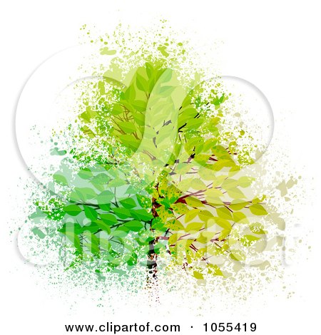 Royalty-Free Vector Clip Art Illustration of a Summer Tree Over Grunge by elaineitalia