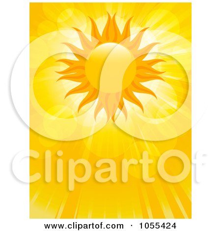 Royalty-Free Vector Clip Art Illustration of a Summer Sun With Lens Flares And Rays by elaineitalia