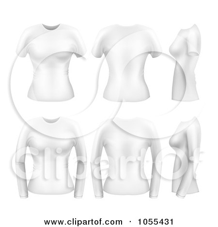 Royalty-Free Vector Clip Art Illustration of a Digital Collage Of White Women's Short And Long Sleeved T Shirts by vectorace