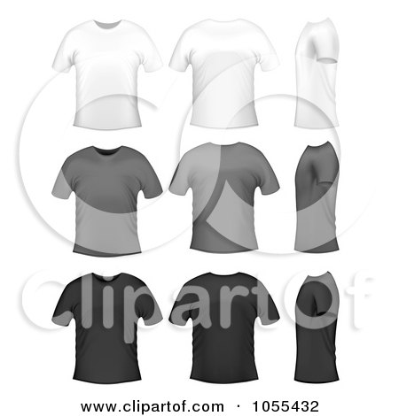 Royalty-Free Vector Clip Art Illustration of a Digital Collage Of Men's White, Gray And Black T Shirts by vectorace