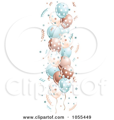 Royalty-Free Vector Clip Art Illustration of a Border Of Blue And Brown Party Balloons by Pushkin
