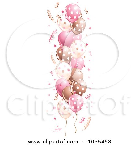 Royalty-Free Vector Clip Art Illustration of a Border Of Pink And Brown Party Balloons by Pushkin