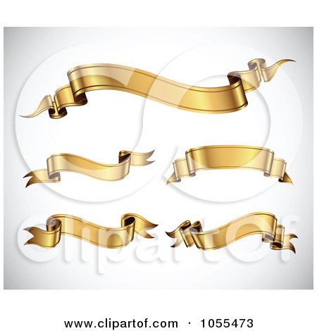 Royalty-Free Vector Clip Art Illustration of a Digital Collage Of Wavy Gold Ribbon Banners by TA Images