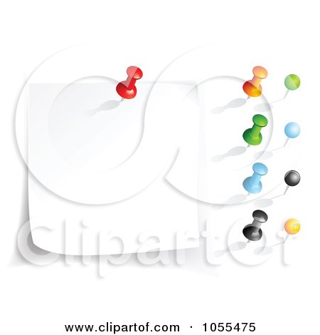 Royalty-Free Vector Clip Art Illustration of a Digital Collage Of Colorful Push Pins And A Piece Of Paper by TA Images