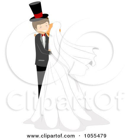 Royalty-Free Vector Clip Art Illustration of a Bride And Groom Hugging by BNP Design Studio
