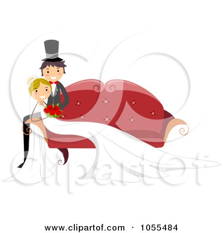 Royalty-Free Vector Clip Art Illustration of a Wedding Couple Sitting On A Sofa - 1 by BNP Design Studio