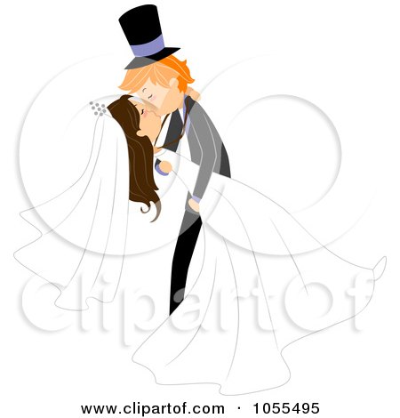 Royalty-Free Vector Clip Art Illustration of a Groom Dipping And Kissing His Bride by BNP Design Studio