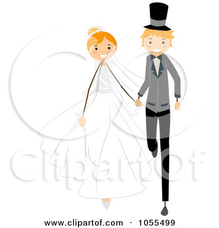 Royalty-Free Vector Clip Art Illustration of a Wedding Couple Walking After Their Wedding by BNP Design Studio