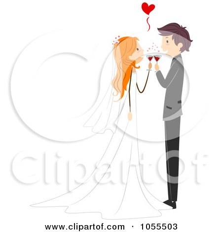 Royalty-Free Vector Clip Art Illustration of a Wedding Couple Toasting - 1 by BNP Design Studio