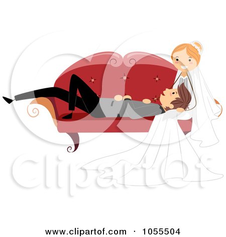 Royalty-Free Vector Clip Art Illustration of a Wedding Couple Sitting On A Sofa - 2 by BNP Design Studio