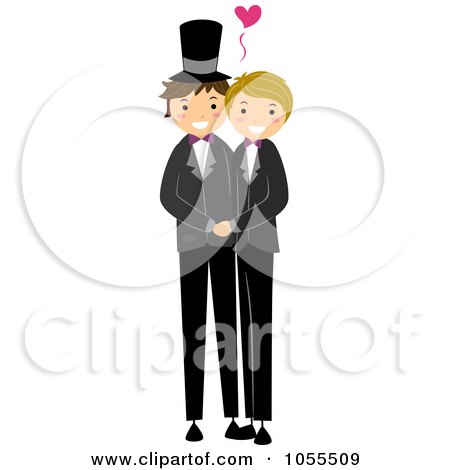 Royalty-Free Vector Clip Art Illustration of a Gay Wedding Couple by BNP Design Studio