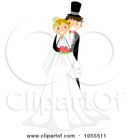 Royalty-Free Vector Clip Art Illustration of a Groom Hugging His Bride From Behind by BNP Design Studio