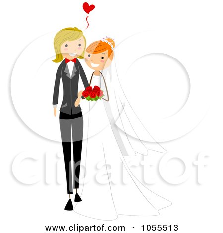 Royalty-Free Vector Clip Art Illustration of a Lesbian Wedding Couple by BNP Design Studio